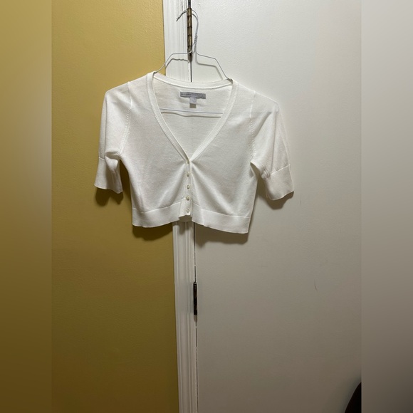 Old Navy Bundle of 2 Short Sleeve Crop V-Neck Button Cardigans:White & Brown(S) - Picture 5 of 9